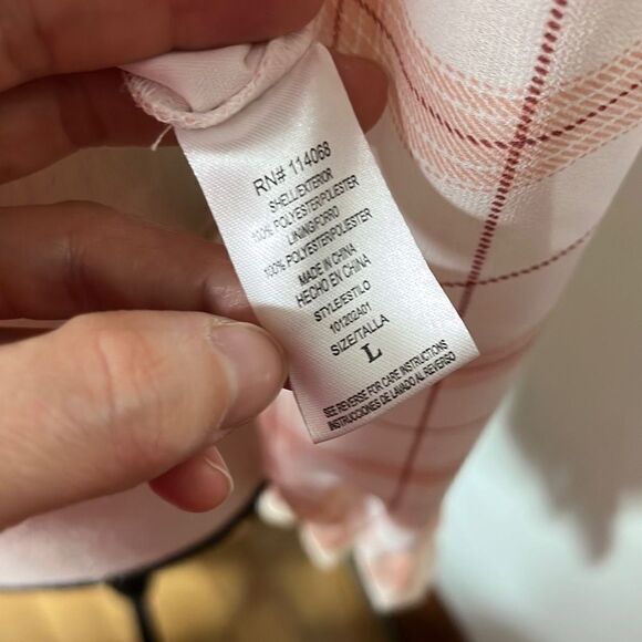 Society Stitch Plaid Checkered White Pink Poet Long Sleeve Women's Crop Top Size - Picture 11 of 11